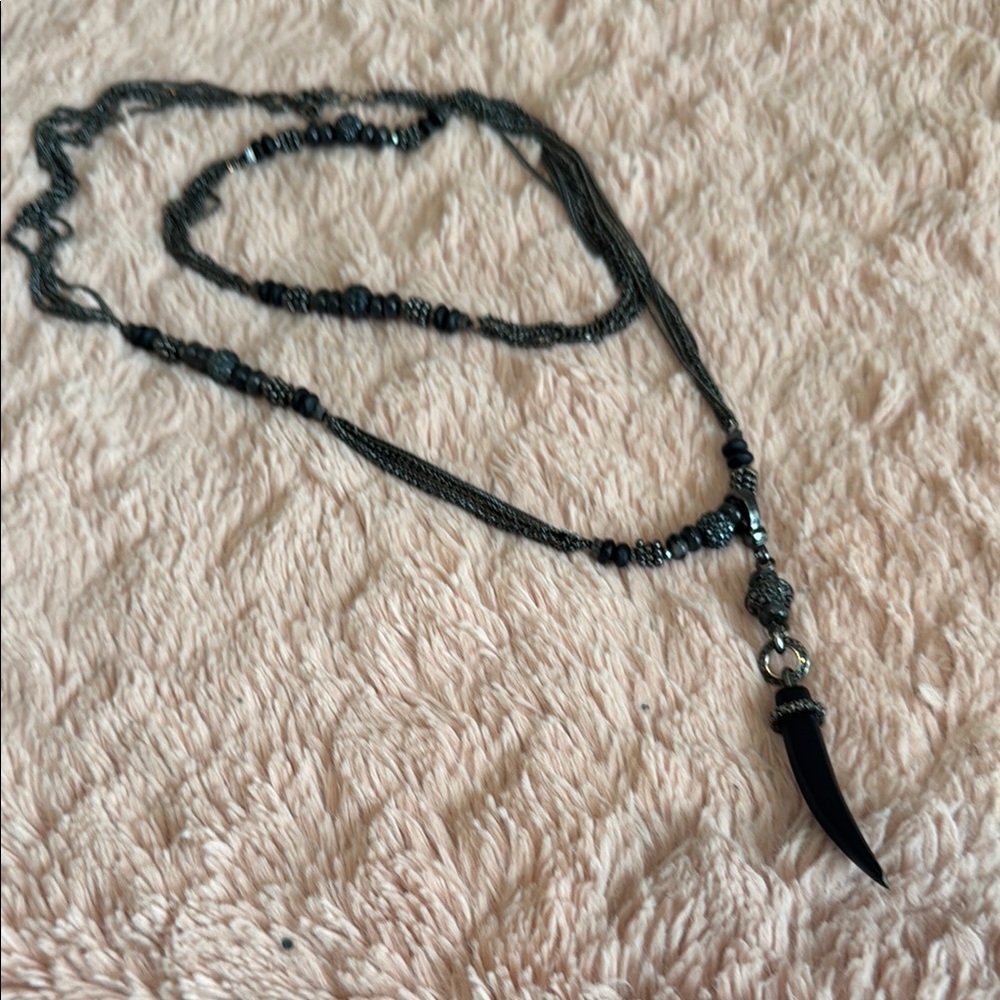 Stella $ Dot Black Beaded Necklace with Pendant